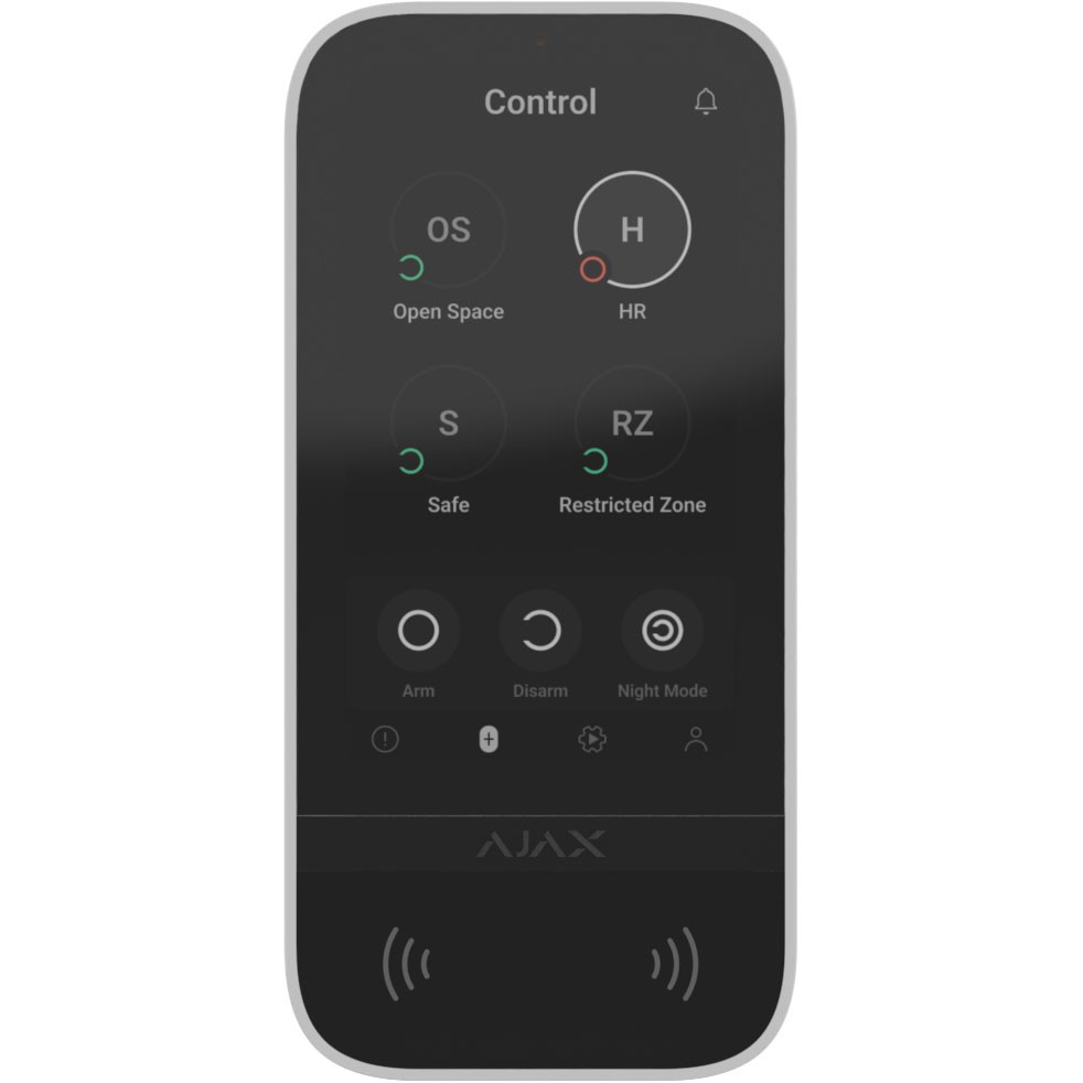 Ajax KeyPad TouchScreen White - Wireless keypad with touch screen to control an Ajax system